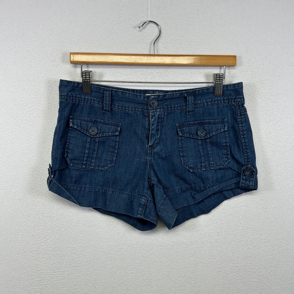 Aeropostale Y2K Indie Utility Women 5/6 Blue Denim Cargo Shorts